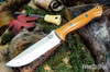 Bark River Knives: Bravo 1.25 LT - CPM 3V - Natural Canvas Micarta - Black Liners - Mosaic Pins