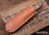 Bark River Knives: Bravo 1.25 LT - CPM 3V - Rampless - Dark Curly Maple - Red Liners - Mosaic Pins