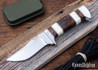 Alan Warren Custom Knives: #2514 Trailing Point Hunter - Ironwood & Fossil Walrus w/ Nickel Silver & Black G10 Accents - CPM-154 - Custom Sheath - Filework