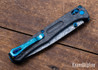 Benchmade Knives: 417-232 Gold Class Fact - FatCarbon - Chad Nichols Intrepid Damascus - Sapphire Blue PVD Hardware - Cracked Ice Liners & Clip