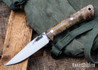 Lon Humphrey Knives: Minuteman - Forged 52100 - Dark Curly Maple - Black Liners - LH28DI002