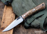 Lon Humphrey Knives: Minuteman - Forged 52100 - Dark Curly Maple - Black Liners - LH28DI003