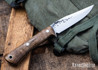 Lon Humphrey Knives: Minuteman - Forged 52100 - Dark Curly Maple - Black Liners - LH28DI014