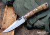 Lon Humphrey Knives: Minuteman - Forged 52100 - Dark Curly Maple - Black Liners - LH28DI015