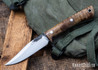 Lon Humphrey Knives: Minuteman - Forged 52100 - Dark Curly Maple - Black Liners - LH28DI019