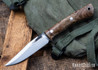 Lon Humphrey Knives: Minuteman - Forged 52100 - Dark Curly Maple - Black Liners - LH28DI022