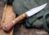 Lon Humphrey Knives: Minuteman - Forged 52100 - Double Dyed Box Elder Burl - Blue Liners - LH28DI118