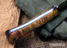 Lon Humphrey Knives: Minuteman - Forged 52100 - Double Dyed Box Elder Burl - Blue Liners - LH28DI118