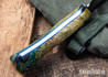 Lon Humphrey Knives: Minuteman - Forged 52100 - Double Dyed Box Elder Burl - Blue Liners - LH28DI122