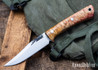 Lon Humphrey Knives: Minuteman - Forged 52100 - Double Dyed Box Elder Burl - Orange Liners - LH28DI132