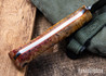 Lon Humphrey Knives: Minuteman - Forged 52100 - Double Dyed Box Elder Burl - Orange Liners - LH28DI132