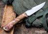 Lon Humphrey Knives: Minuteman - Forged 52100 - Double Dyed Box Elder Burl - Orange Liners - LH28DI134