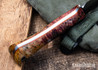 Lon Humphrey Knives: Minuteman - Forged 52100 - Double Dyed Box Elder Burl - Orange Liners - LH28DI138