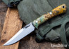 Lon Humphrey Knives: Minuteman - Forged 52100 - Double Dyed Box Elder Burl - Orange Liners - LH28DI143