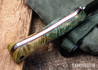 Lon Humphrey Knives: Minuteman - Forged 52100 - Double Dyed Box Elder Burl - Red Liners - LH28DI147