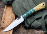 Lon Humphrey Knives: Minuteman - Forged 52100 - Double Dyed Box Elder Burl - Red Liners - LH28DI150