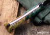 Lon Humphrey Knives: Minuteman - Forged 52100 - Double Dyed Box Elder Burl - Red Liners - LH28DI150