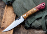 Lon Humphrey Knives: Minuteman - Forged 52100 - Double Dyed Box Elder Burl - Red Liners - LH28DI152