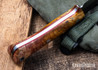 Lon Humphrey Knives: Minuteman - Forged 52100 - Double Dyed Box Elder Burl - Red Liners - LH28DI153