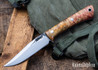 Lon Humphrey Knives: Minuteman - Forged 52100 - Double Dyed Box Elder Burl - Red Liners - LH28DI155