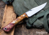 Lon Humphrey Knives: Minuteman - Forged 52100 - Double Dyed Box Elder Burl - Red Liners - LH28DI156