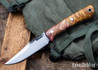 Lon Humphrey Knives: Minuteman - Forged 52100 - Double Dyed Box Elder Burl - Red Liners - LH28DI158