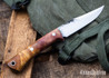 Lon Humphrey Knives: Minuteman - Forged 52100 - Double Dyed Box Elder Burl - Red Liners - LH28DI158