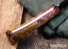 Lon Humphrey Knives: Minuteman - Forged 52100 - Double Dyed Box Elder Burl - Red Liners - LH28DI158