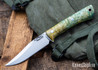 Lon Humphrey Knives: Minuteman - Forged 52100 - Double Dyed Box Elder Burl - Yellow Liners - LH28DI163