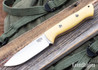 Bark River Knives: Bravo 1 - Rampless - Antique Ivory - Orange Liner - Mosaic Pins - Drop Point