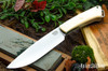 Bark River Knives: Fox River II LT - CPM 3V - Antique Bone Linen Micarta - Green Liners - Brass Pins