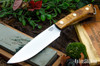 Bark River Knives: Fox River II LT - CPM 3V - Dark Curly Maple - Red Liners - Brass Pins