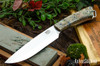 Bark River Knives: Fox River II LT - CPM 3V - Blue & Cream Maple Burl - Mosaic Pins
