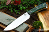 Bark River Knives: Fox River II LT - CPM 3V - Emerald Green Maple Burl - Mosaic Pins