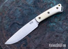 Bark River Knives: Fox River II LT - CPM 3V - Smooth Bone - Thick White & Red Liners - Mosaic Pins