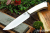 Bark River Knives: Fox River II LT - CPM 3V - White Linen Micarta - Forest Green Liners - Brass Pins