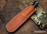 Bark River Knives: Bravo 1 - CPM CruWear - Black & Green Linen Micarta - Orange Liners - Brass Pins