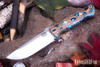 Bark River Knives: Bravo 1 - CPM CruWear - Blue Cholla Cactus with Turquoise - Blue Liners - Mosaic Pins