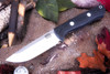Bark River Knives: Bravo 1 - CPM CruWear - Rampless - Black Suretouch - Matte - Blue Glow Liner