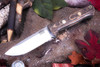 Bark River Knives: Bravo 1 - CPM CruWear - Rampless - Bog Oak - Green Liners - Brass Pins Drop Point