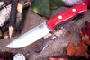 Bark River Knives: Bravo 1 - CPM CruWear - Rampless - Red Linen Micarta - White Liners