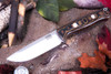 Bark River Knives: Bravo 1 - CPM CruWear - Rampless - Snakeskin Burgundy Canvas Micarta - Red Liners