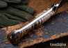 Lon Humphrey Knives: Viper - Forged 52100 - Dark Curly Maple - Black Liners - LH24HI084