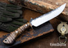 Lon Humphrey Knives: Viper - Forged 52100 - Dark Curly Maple - Black Liners - LH24HI089