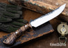 Lon Humphrey Knives: Viper - Forged 52100 - Dark Curly Maple - Black Liners - LH24HI090