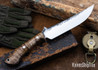 Lon Humphrey Knives: Viper - Forged 52100 - Dark Curly Maple - Black Liners - LH24HI091