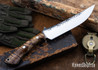 Lon Humphrey Knives: Viper - Forged 52100 - Dark Curly Maple - Black Liners - LH24HI092