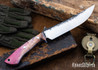 Lon Humphrey Knives: Viper - Forged 52100 - Backwoods Box Elder - Blue Liners - LH24HI109