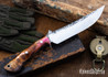 Lon Humphrey Knives: Viper - Forged 52100 - Backwoods Box Elder - Blue Liners - LH24HI113