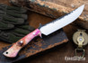Lon Humphrey Knives: Viper - Forged 52100 - Backwoods Box Elder - Blue Liners - LH24HI116